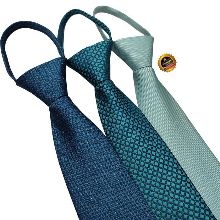 Dasi biru tosca dasi instan siap pakai dasi kantor pria dasi zipper