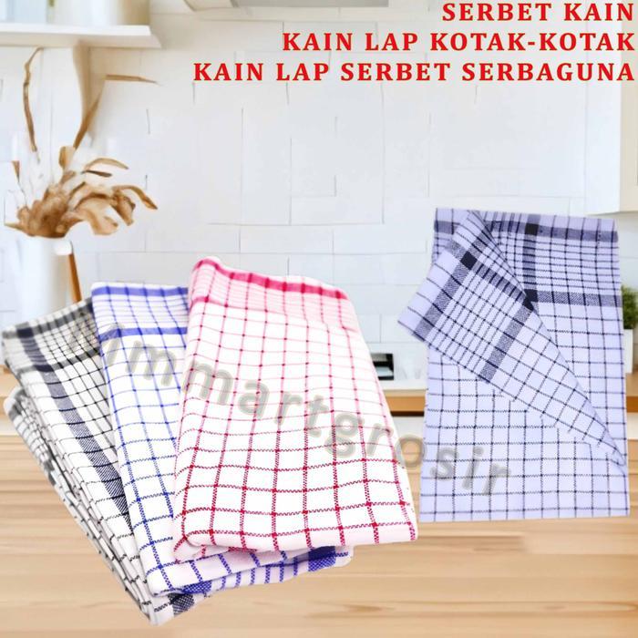 Serbet / Kain Lap Serbet / Motif Kotak Merah / Uk. 52x60cm
