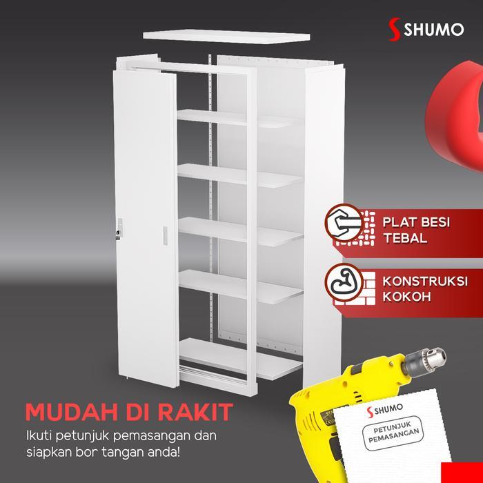 Shumo Super White Lemari Arsip Besi 2 Pintu Sliding Besi