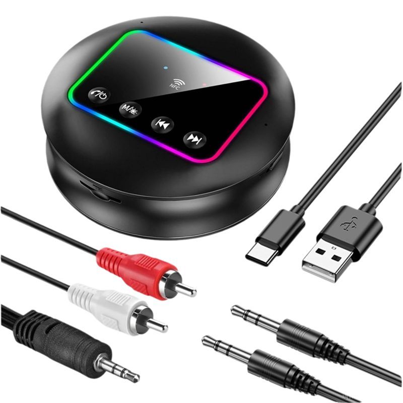 Bluetooth 5.4 Transmitter Receiver ,Bluetooth RCA Audio Adapter With RGB Light/AUX/RCA/TF For