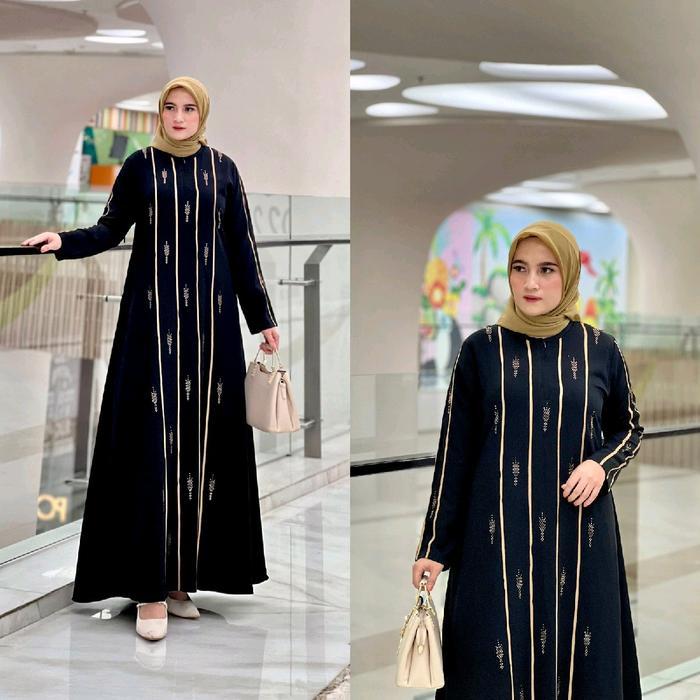 zeni Abaya Jetblack Jumbo LD 130cm / Gamis Hitam Polos / Dress Terbaru / Abaya / Abaya Hitam / Gamis