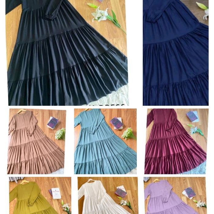 cnm GAMIS PREMIUM RAYON TWILL Dress Muslim Wanita Fit polos susun canda Katun hanum dress gamis