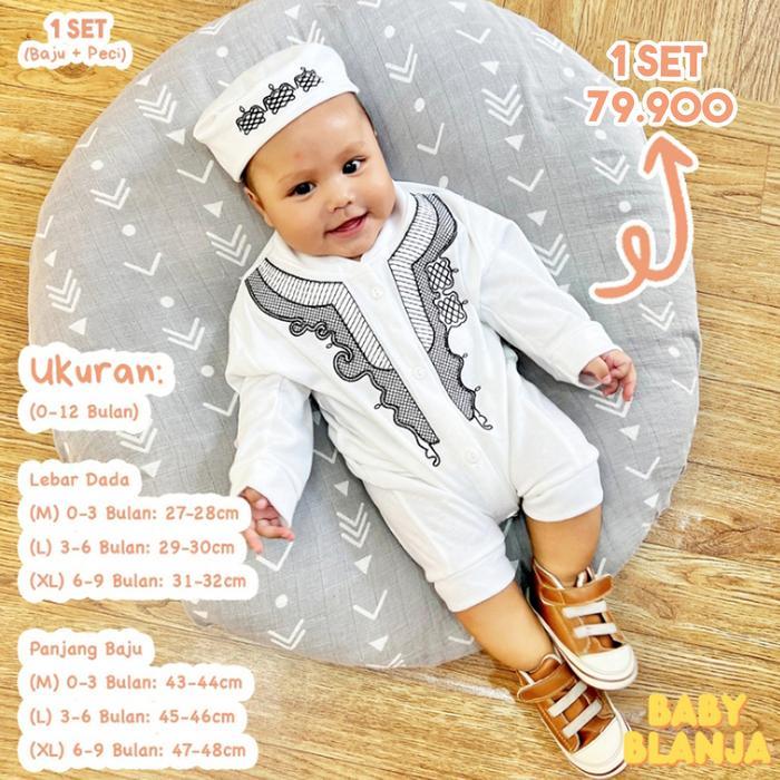 m3 Baju Koko Bayi Laki Laki 6 12 Bulan Azhka Set