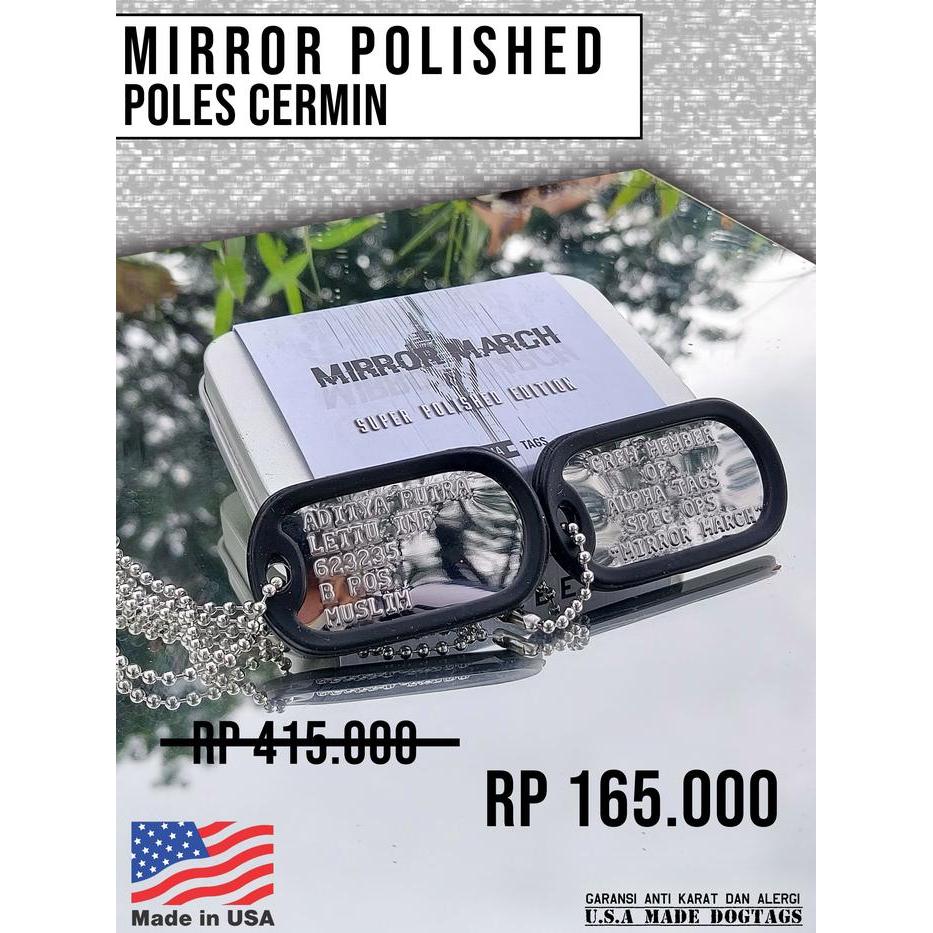 Dogtag Super Polished Usa Made Mirror March Mengkilap Cermin Custom Kalung Model Tentara Dog Tags
