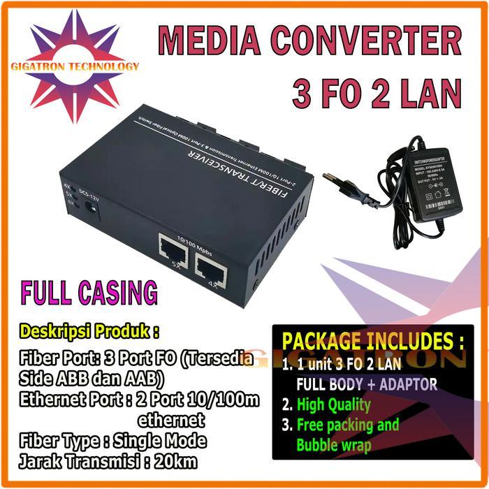 Media Converter 3 Port FO 2 Port LAN / Switch Fiber 3 FO 2 SC