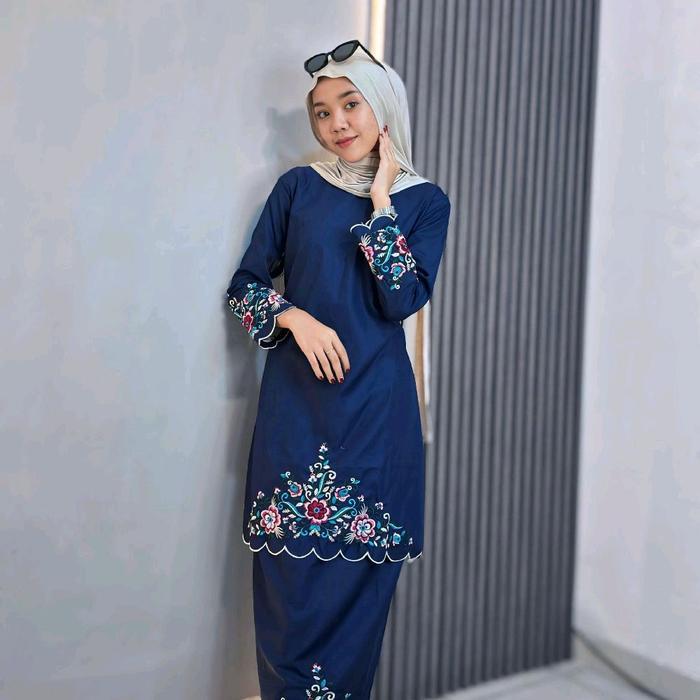 "New" One Set Kalisa Baju Kurung Melayu Bordir Katun Toyobo Fashion Muslim Wanita Stelan Kurung