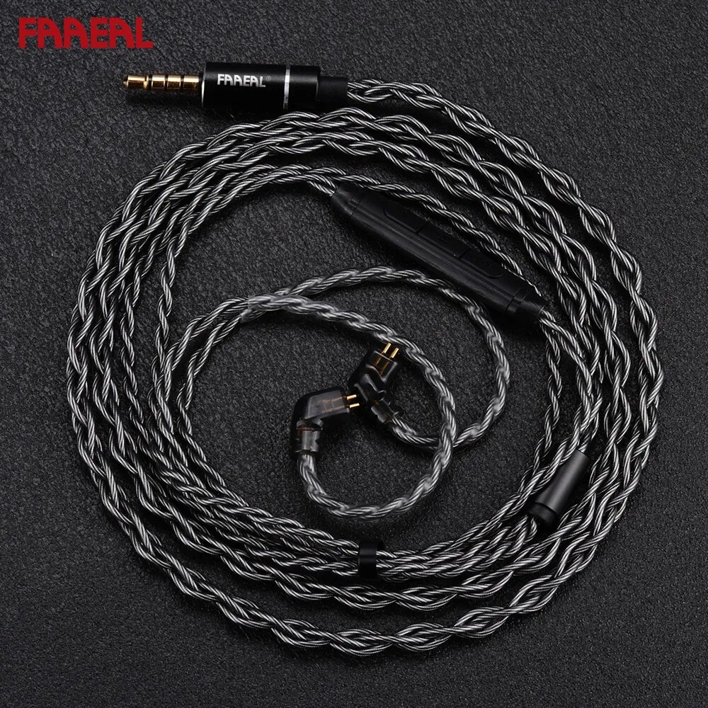 FAAEAL Earphone Replacement Cable QDC/S/C Pin Upgrade Wire With Mic For TANGZU WANER SG KZ Saga