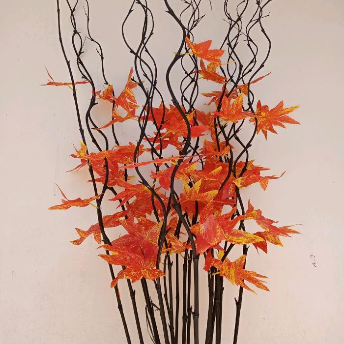 10 bambu ulir hitam MAPLE JARI daun OREN artificial IS