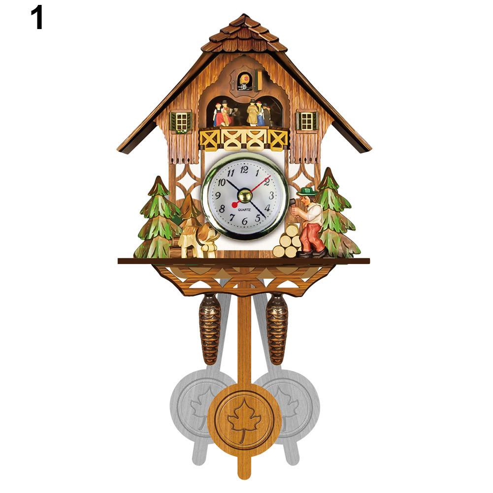 Terlaris HOT Antique Wooden Cuckoo Wall Clock Bird Time Bell Swing Alarm Watch