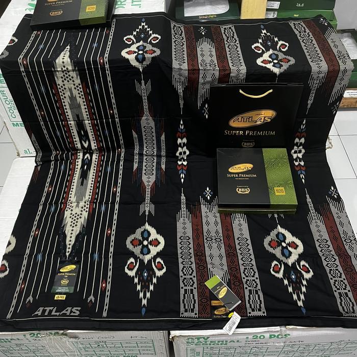 Sarung Atlas Super Premium 920 motif BHS - Sarung Atlas Premium BHS - Sarung Hitam motif BHS