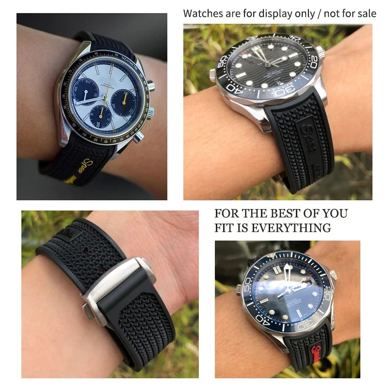 Natural Rubber 22mmWatchband for Omega Speedmaster Seamaster 300 Soft Silicone Moonwatch S Watch