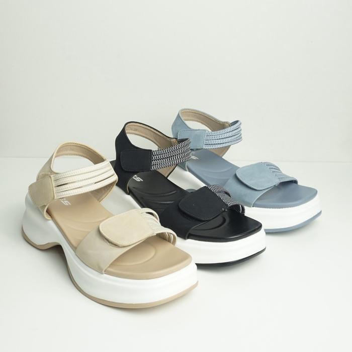 ORIGINAL XES TIFFANY-726 Sepatu Sendal l Gunung Wanita Import 6cm Black - Sepatu l Lebaran READY