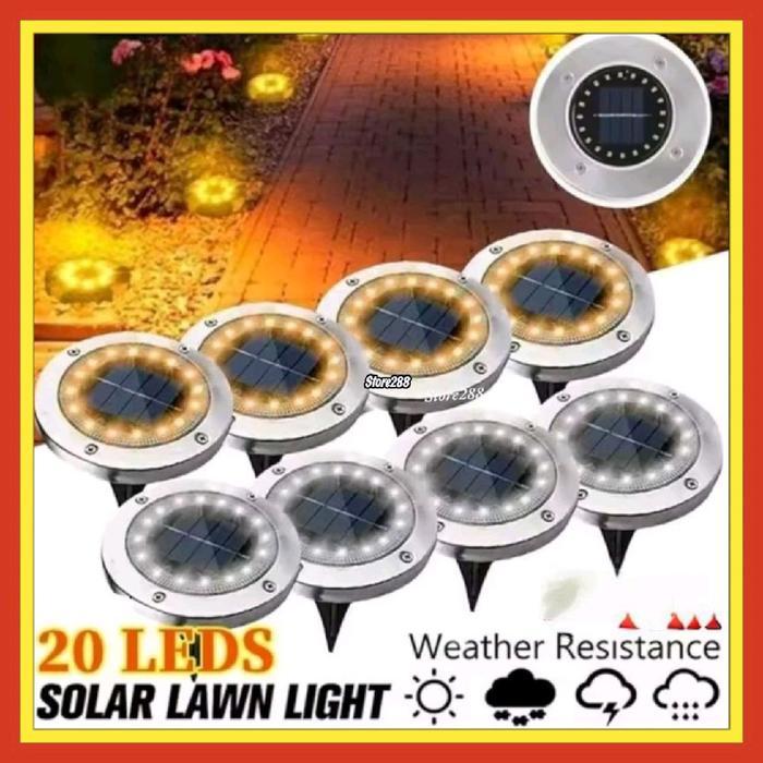 Lampu Tanam Taman Lantai Waterproof Hias Halaman Tenaga Surya Matahari 20 LED Solar Cell Panel