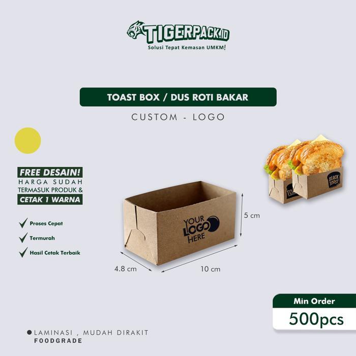 Toast Box Dus Roti Bakar Kraft Dan Putih Uk.10 X 5 X 4.8Cm - Custom