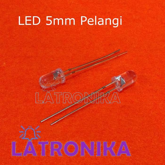 100Pcs Led 5mm Led Pelangi 2 kaki Flash Kedip Berubah Warna Warni RGB Disco 100 Buah