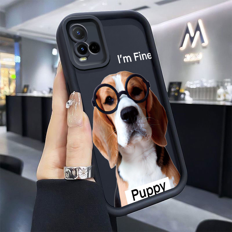 Casing Hp untuk VIVO Y21 Y21s Y21t Y21e Y21a Y21G Y33s Y33t Case Anjing kecil berkacamata Kasing sil