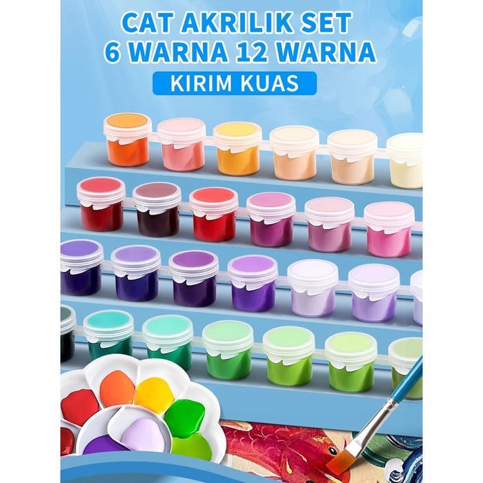 Cat akrilik Set 6 Warna 12 Warna/Cat Akrilik Kanvas Lukisan Kanvas Cat Cat Akrilik 3ml