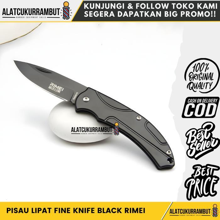 PISAU LIPAT RIMEI FINE KNIFE BLACK PISAU LIPAT SERBAGUNA TAJAM STAINLESS STEEL CAMPING OUTDOOR
