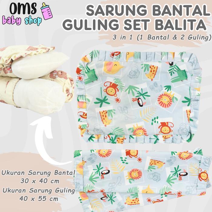 EXCLUSIVE 3 in 1 - Sarung Bantal Guling Set Anak Balita (1 Bantal & 2 Guling) / Sarung Bantal Guling