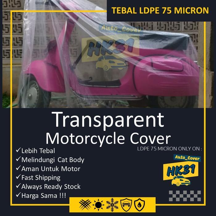 "New" Sarung motor Vespa premium transparan tebal - Cover Motor Vespa Premium transparan plastik for