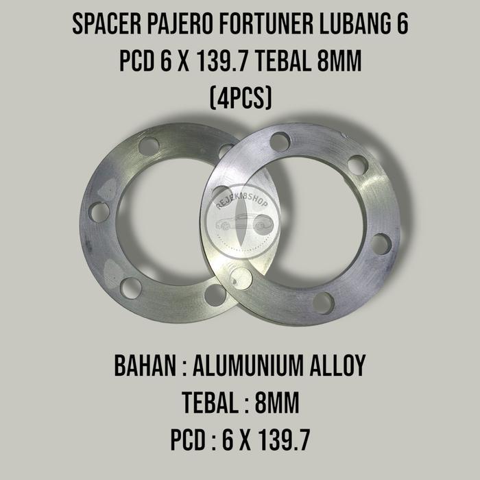 SPISER / SPACER BAN RODA VELG MOBIL 8 MM HOLE Lobang 6 (1Set: 4pcs)
