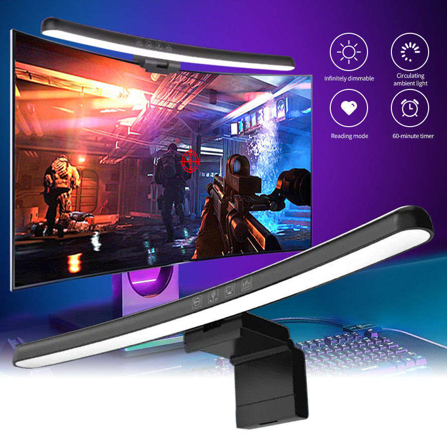 USB Stepless Dimming Screen Hanging Lights Curved Screen Monitor Light Bar RGB Background Atmosphere