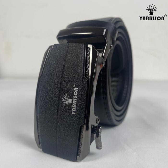 Yarrison Mebius Black Ikat Pinggang / Sabuk Pria Kulit Stainless Men Belt