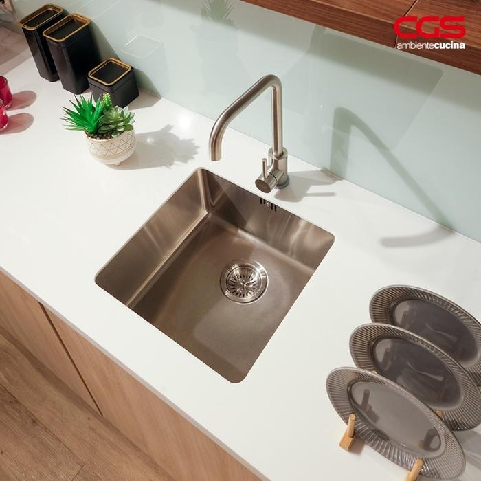Kitchen Sink Bak Cuci Piring Dapur Stainless Steel 1 Lubang CGS SICILY 44-IU Sink - Paket Kitchen