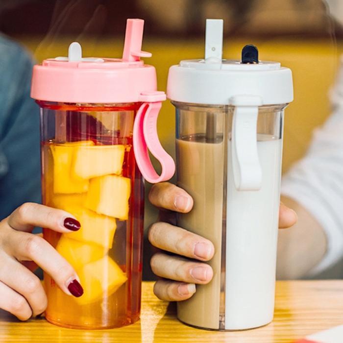 Botol Minum Dua Sisi Sedotan 600ml BZ-232 - Duet Couple Bottle Viral