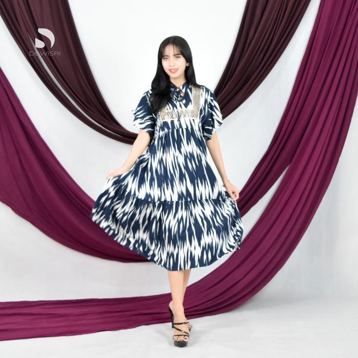 READY Dress Raisa Dewi Sri Dress Kombinasi Renda Variasi Katun Rayon Panjang Wanita Dewasa Batik
