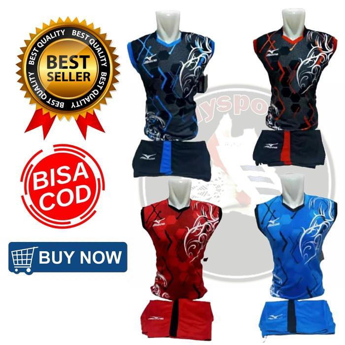 ORIGINAL Baju stelan volly mizuno dewasa , Kaos badminton , baju bulutangkis READY STOCK