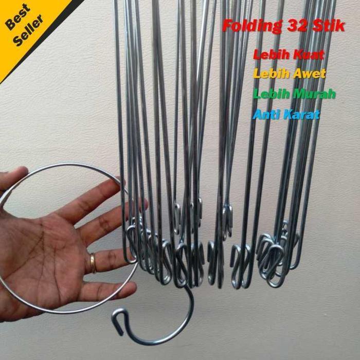 HANGER FOLDING BULAT BESI 24 STIK-HANGER BULAT-JEMURAN BAJU BULAT 24 STICK