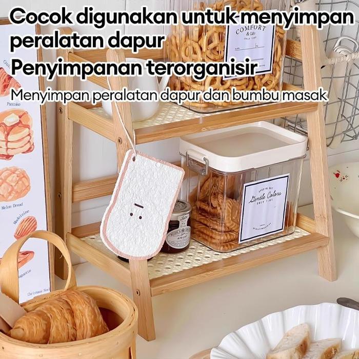LACCOHUG Rak Bumbu Dapur Kayu Rak meja Rak Dapur Serbaguna Rak Cangkir Rak Botol Bumbu Rak
