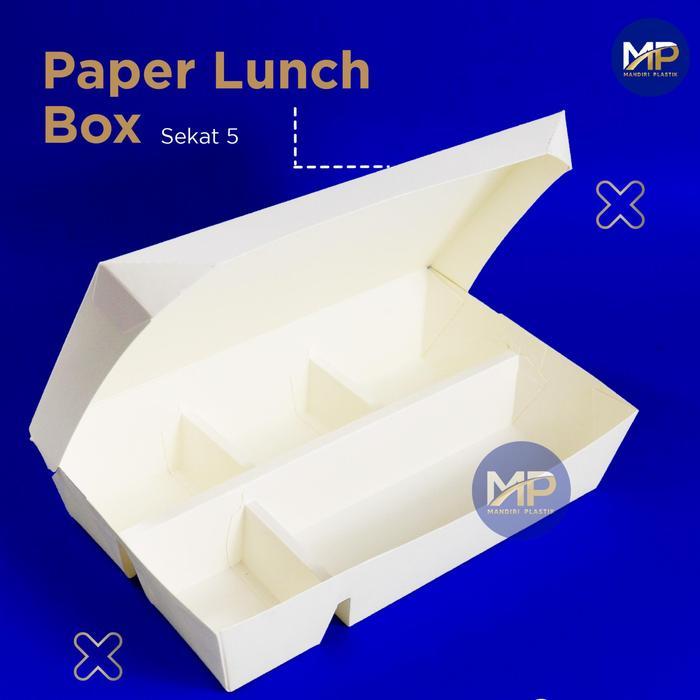 Paper Lunch Box Sekat 5 / Kotak Makan Kertas Sekat 5 -50pcs