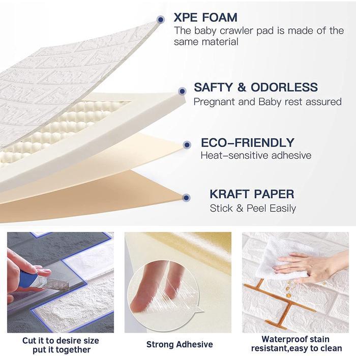 Wallpaper Dinding 3D Foam Motif Batu Bata Pola kartun anak-anak Doraemon Dekorasi Dinding Kamar