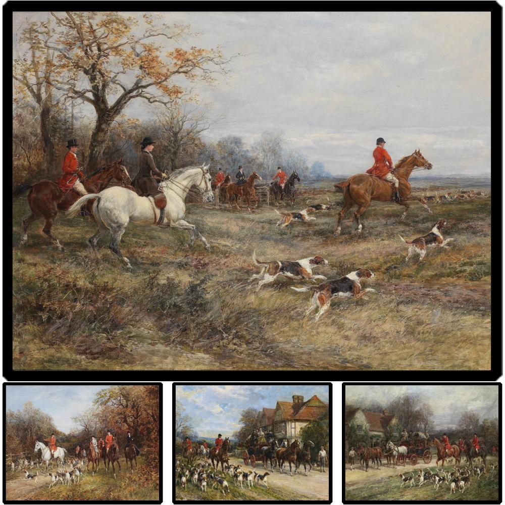 Fox Hunting Canvas Print HD Dogs Full Cry Heywood Hardy Classic Equestrian Painting Sports Large