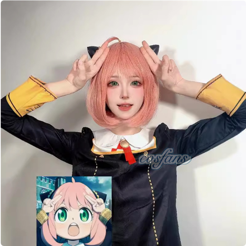 Halloween X Familie Anya Cosplay Costume Kids S Black Dress Girls Women Dress Wig Party Role Play