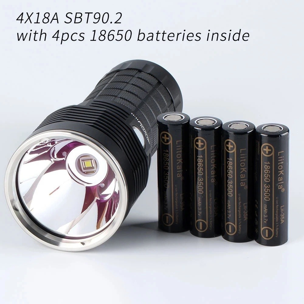 Convoy 4X18A LED Flashlight High Power SBT90.2 5400lm Rechargeable Torch Light by 18650 Battery for