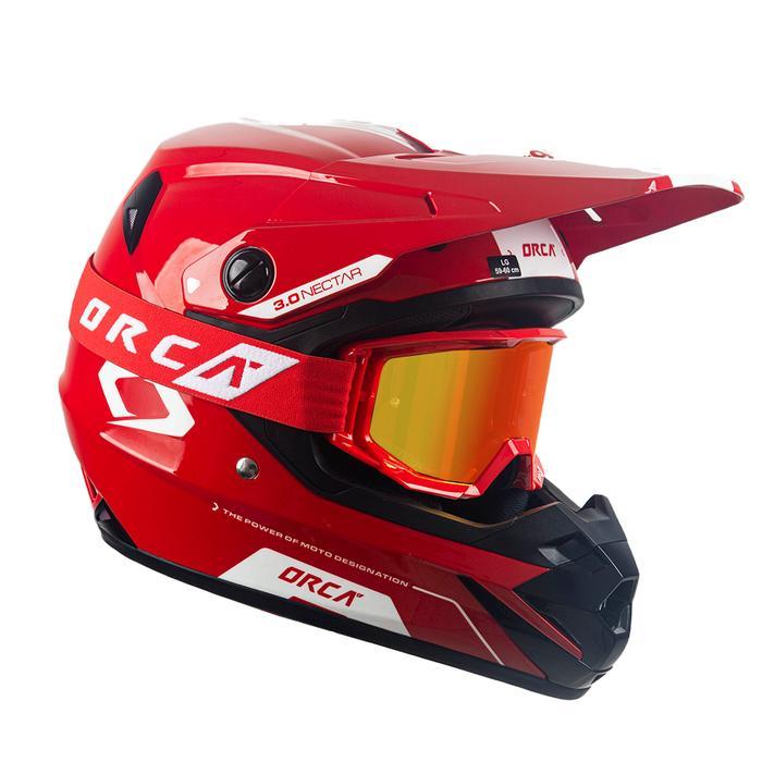 Orca Powergear - Bundling Helm Nectar 3.0 Red White + Goggle Aeroview Red