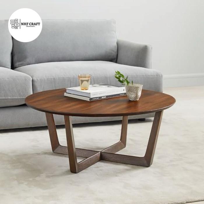 meja tamu bundar jati minimalis