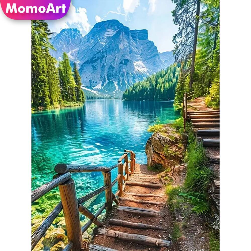 Momoart Diy Diamond Embroidery Mountain New Arrival Painting Lake Landscape Picture Rhinestones Rr