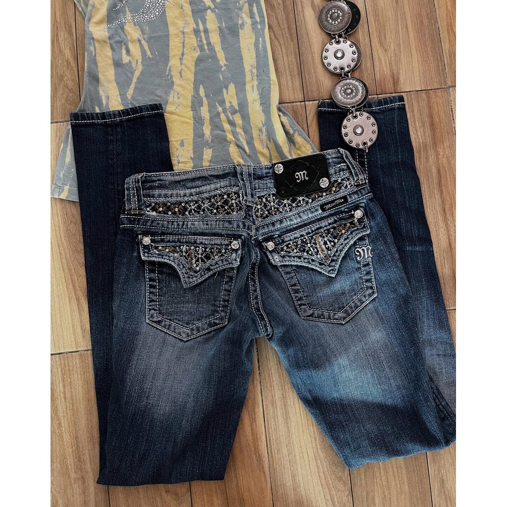 Miss Me Boot Cut Jeans Female Y2K New Blue Jeans Embroidered Wing Pocket Hip Hop Harajuku Gothic