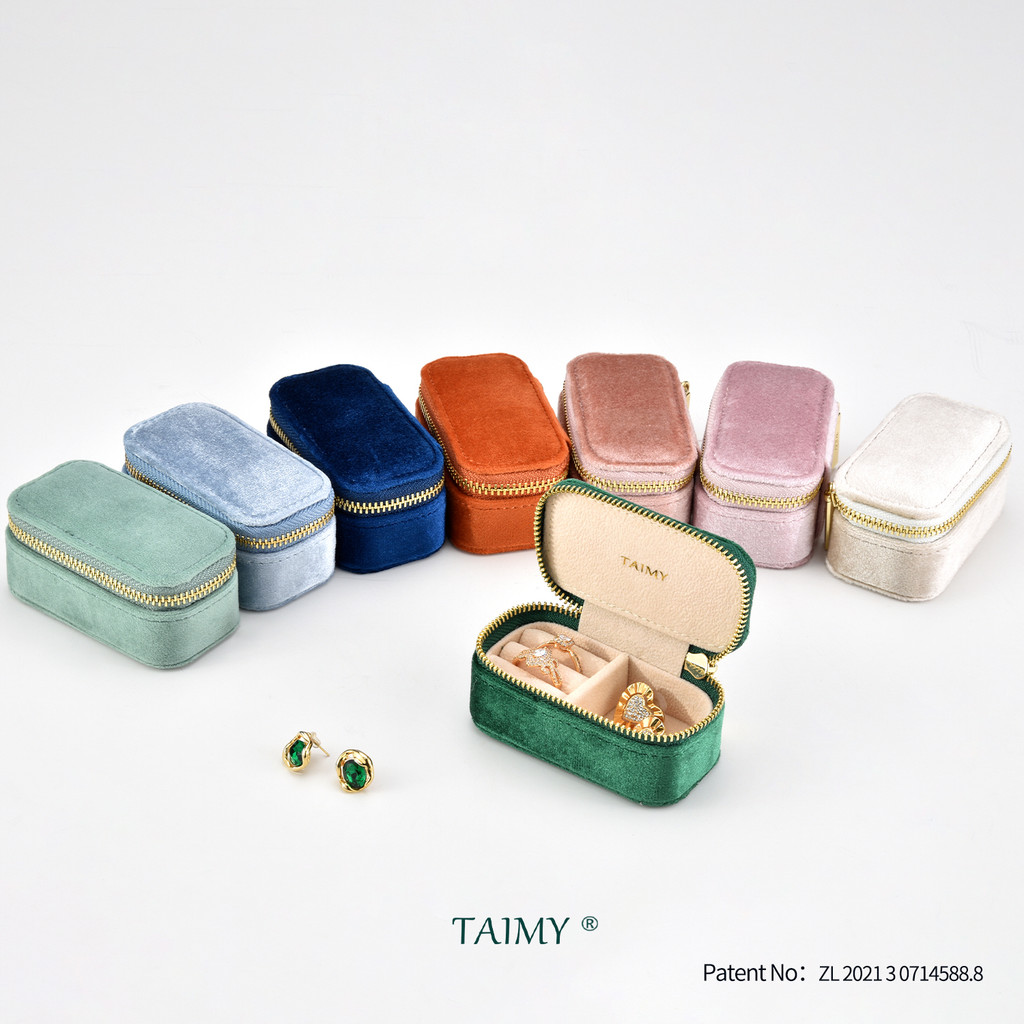 TAIMY Personalise Mini Velvet Jewelry Box Custom Logo Kawaii Girls Ring Earrings Tiny Jewelry