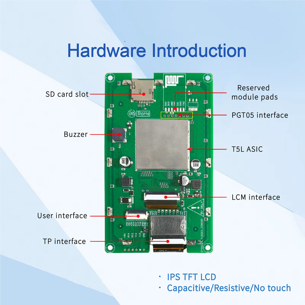 DWIN 4.3 Inch HMI Intelligent Display IPS LCD Module Screen Capacitive Resistive Touch Panel