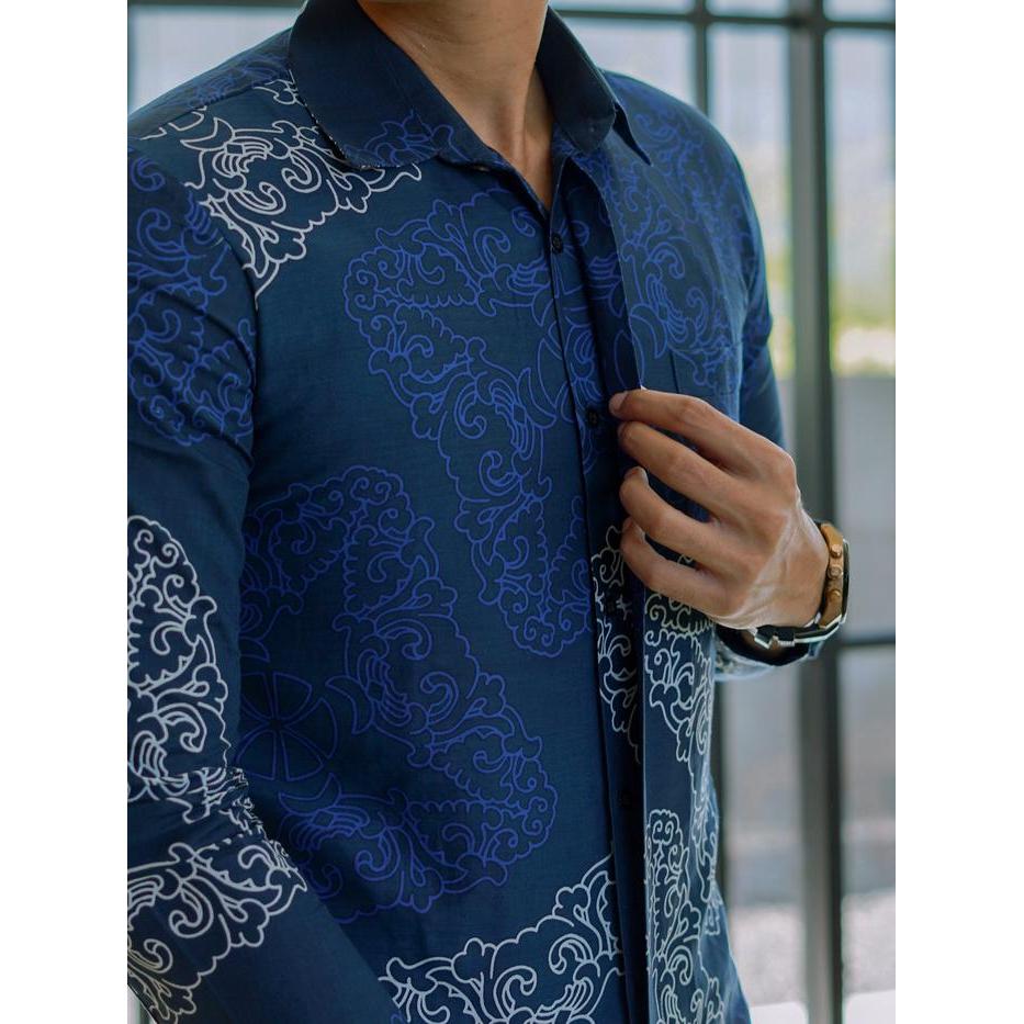 BATIK ARKANZA STORE Motif Narayana Kemeja Batik Pria Lengan Panjang Slimfit Premium Bahan Katun