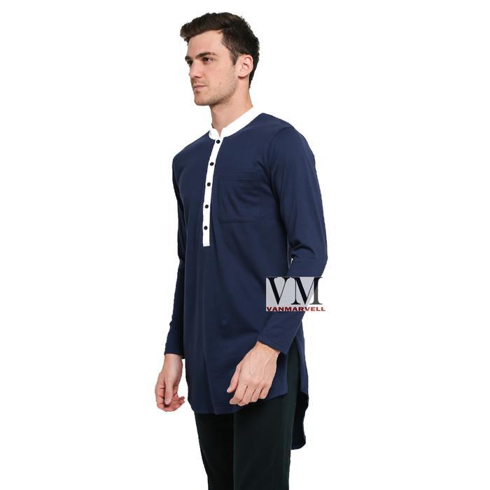 Promo- Vm Gamis Biru Dongker Gamis Jumbo Gamis Pria Baju Koko Polos