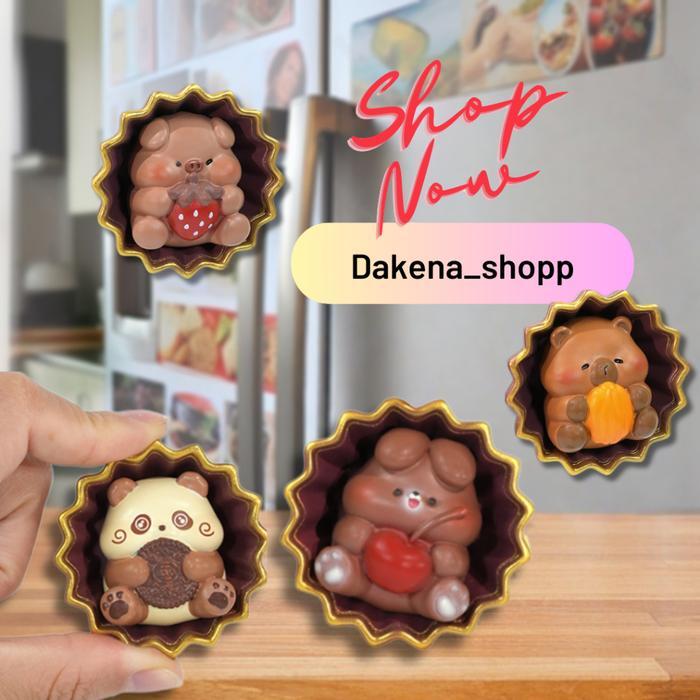 DAKENA Magnet Tempelan Kulkas Motif Hewan Lucu Cookies Biskuit Kering Besi Buah Hadiah Panda Piggy