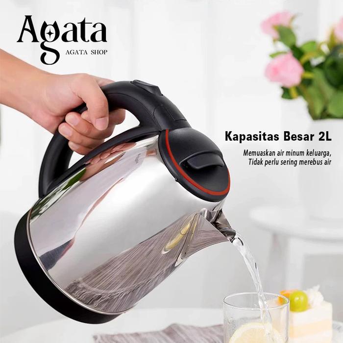 Teko Listrik Stainless Steel Electric Kettle Pemanas Air Electric Kettle Besar Otomatis 2.0L Minuman