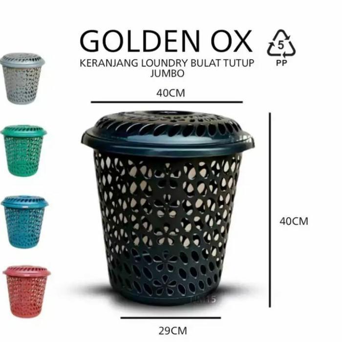 DISKON KERANJANG LAUNDRY BULAT DENGAN TUTUP / KERANJANG PAKAIAN PLASTIK SERBAGUNA READY STOCK