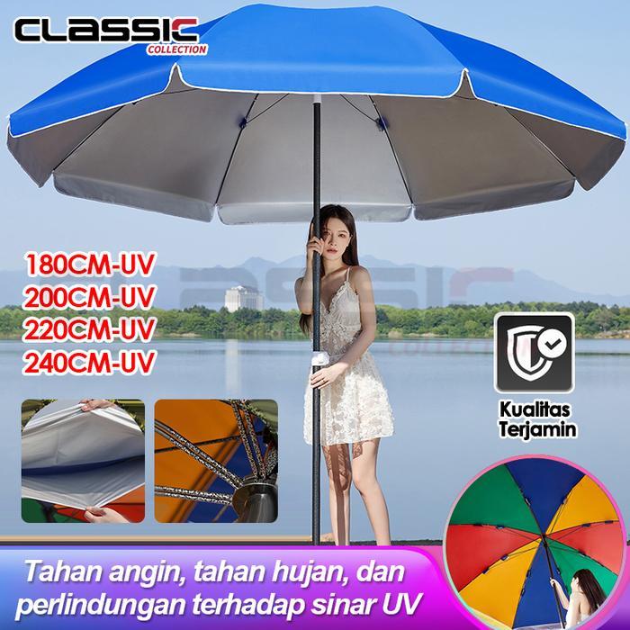 CodTenda Payung Event Pantai Cafe 240 Cm Dua Lapis Dobel Jari Jumbo Anti Uv Anti Angin